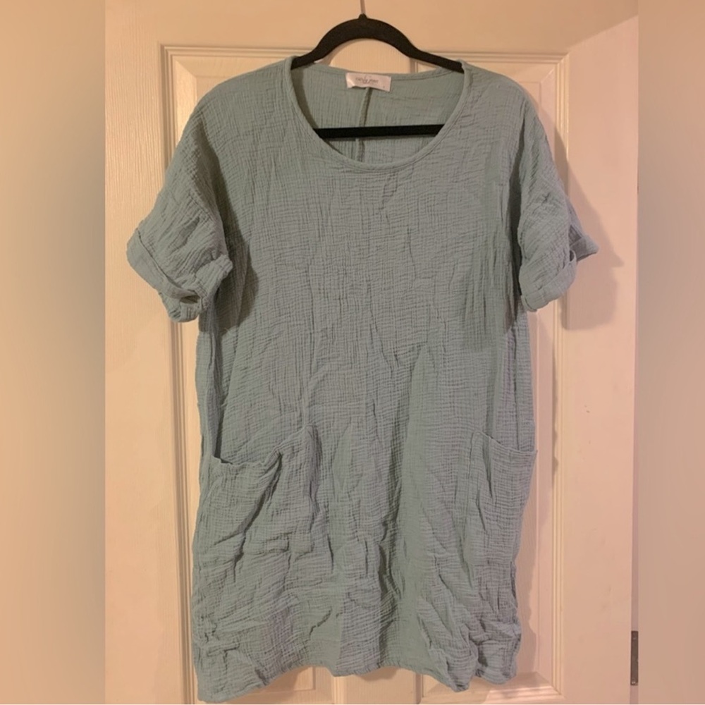 Carly Jean blue linen dress with pockets